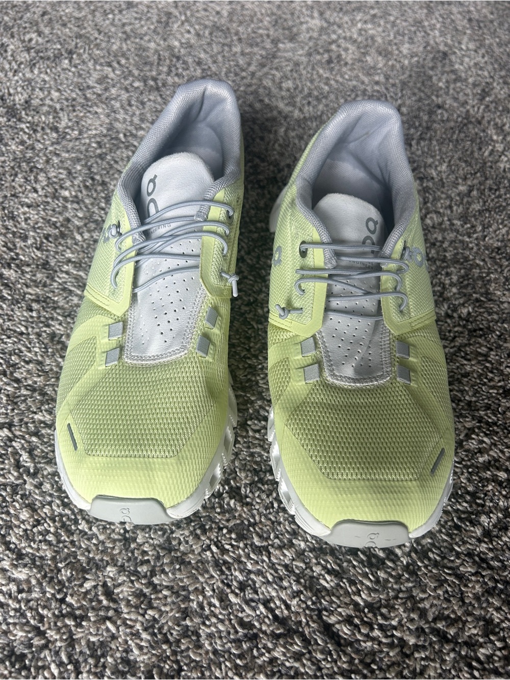 On Running Ladies' neon Yellow and Gray Cloudrunner Sneakers - Picture 2 of 4
